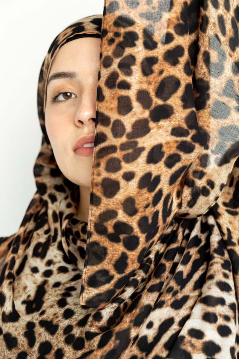 Printed leopard hijab